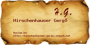 Hirschenhauser Gergő névjegykártya